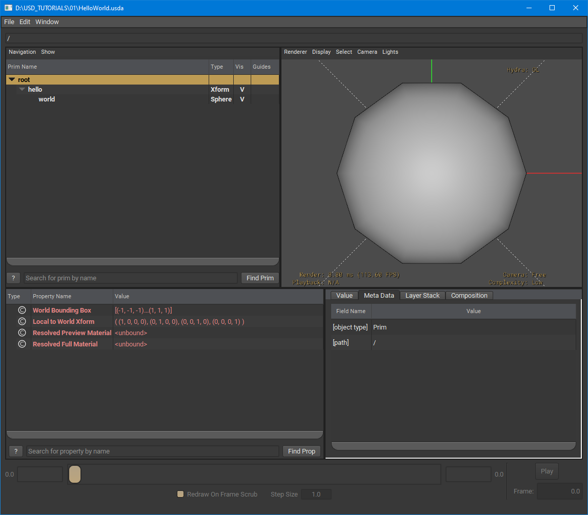 Visualisation of the generated stage.