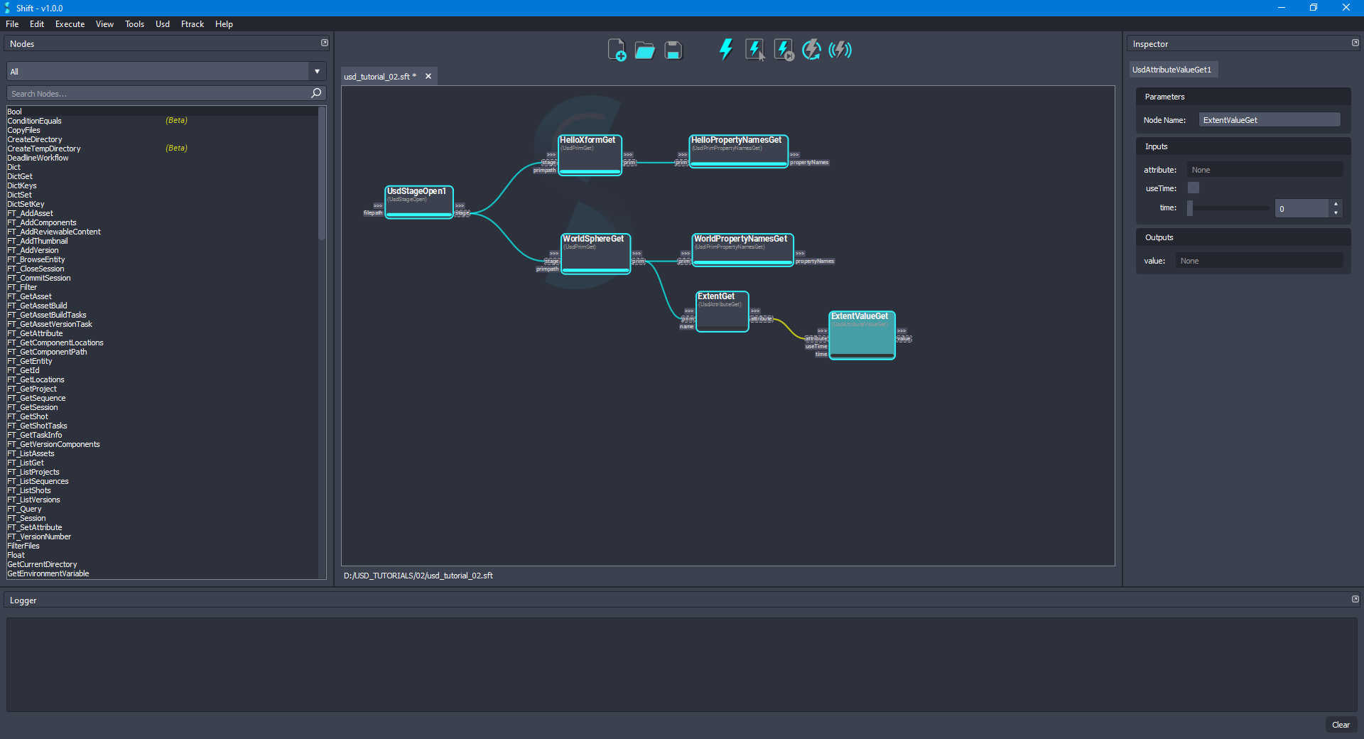 Added the 'ExtentValueGet' node to the board connected to the 'ExtentGet' node.