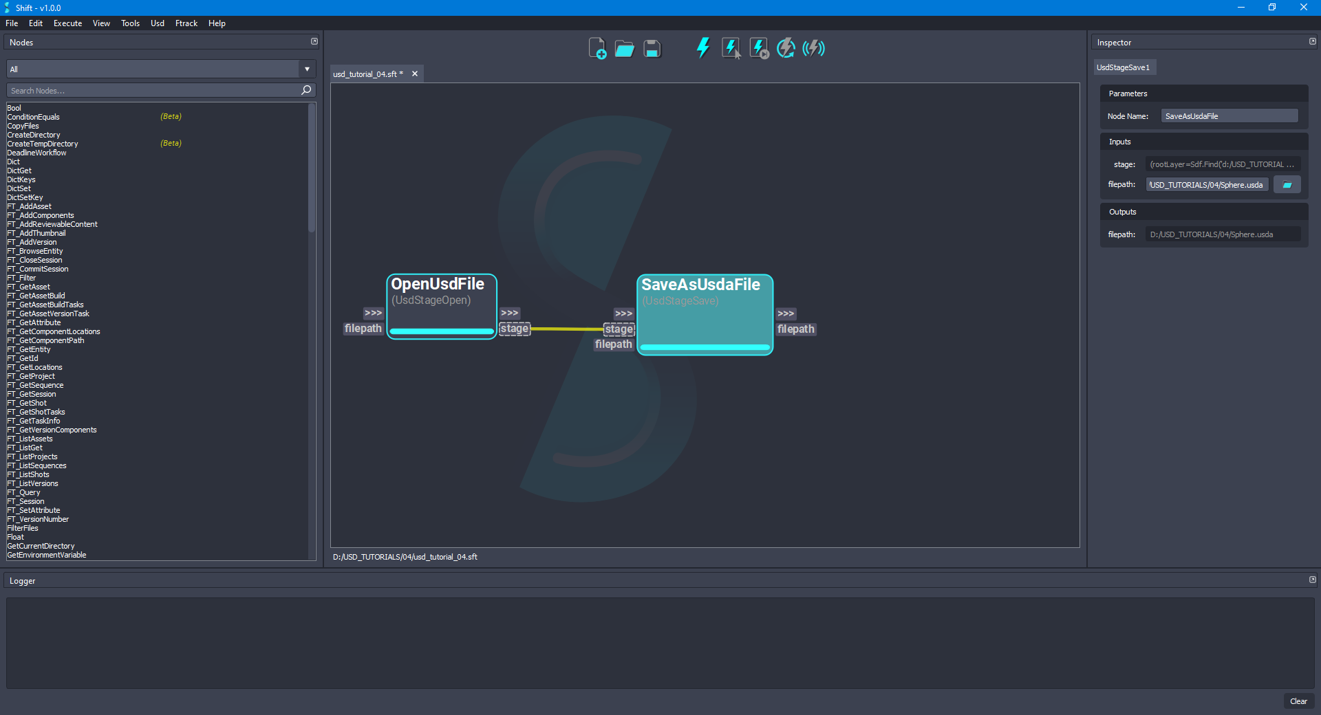 Executed the workflow for creating the '.usda' file.