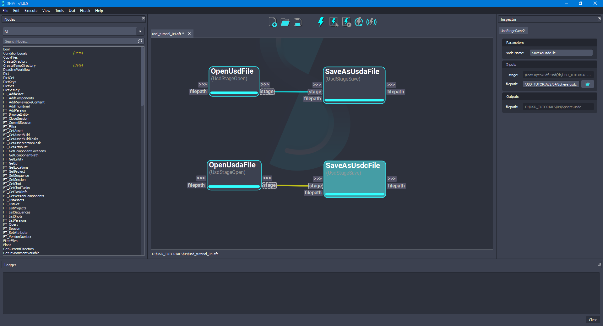 Executed the workflow for creating the '.usdc' file.