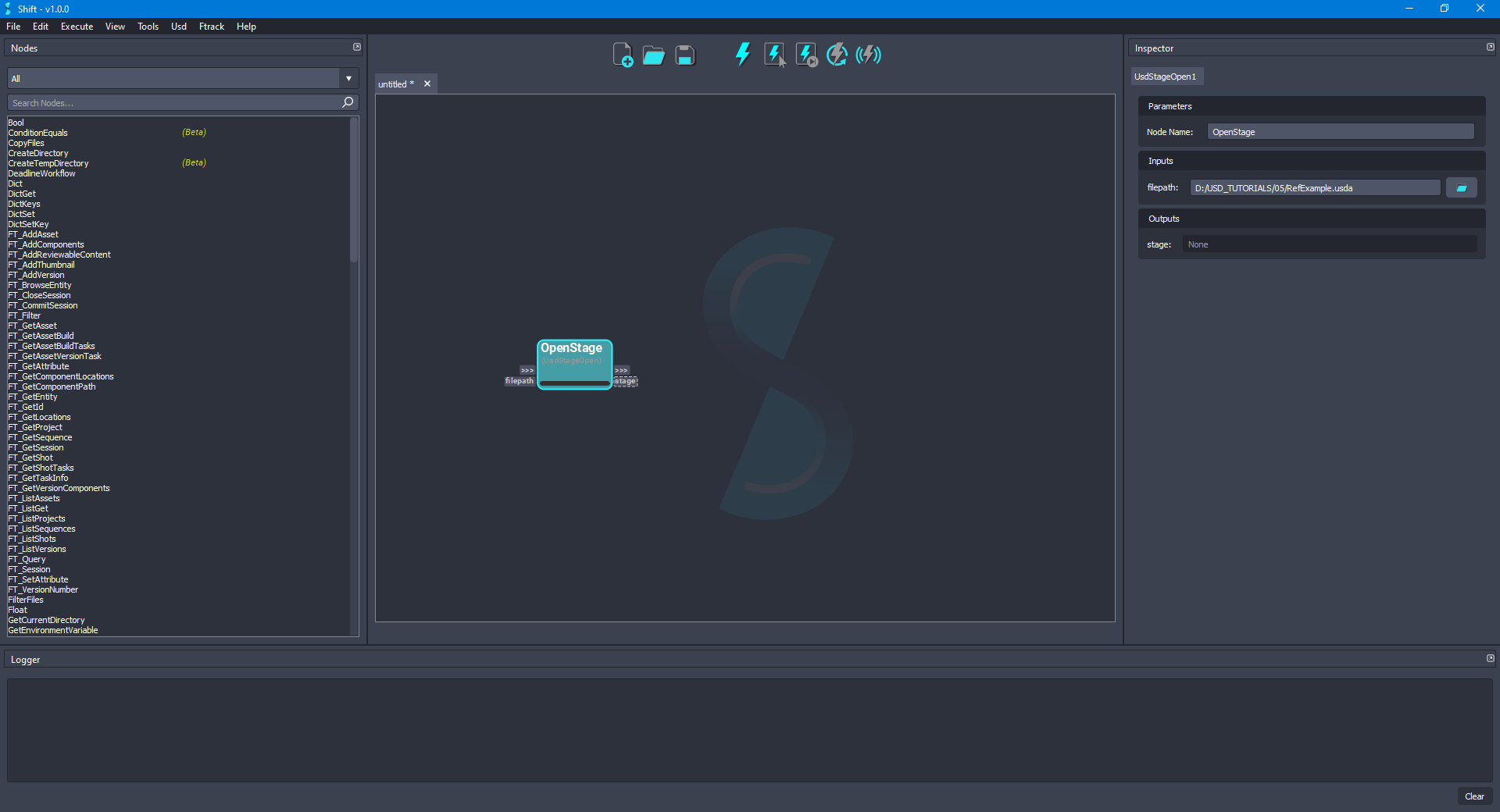 Added 'OpenStage' node to the board.